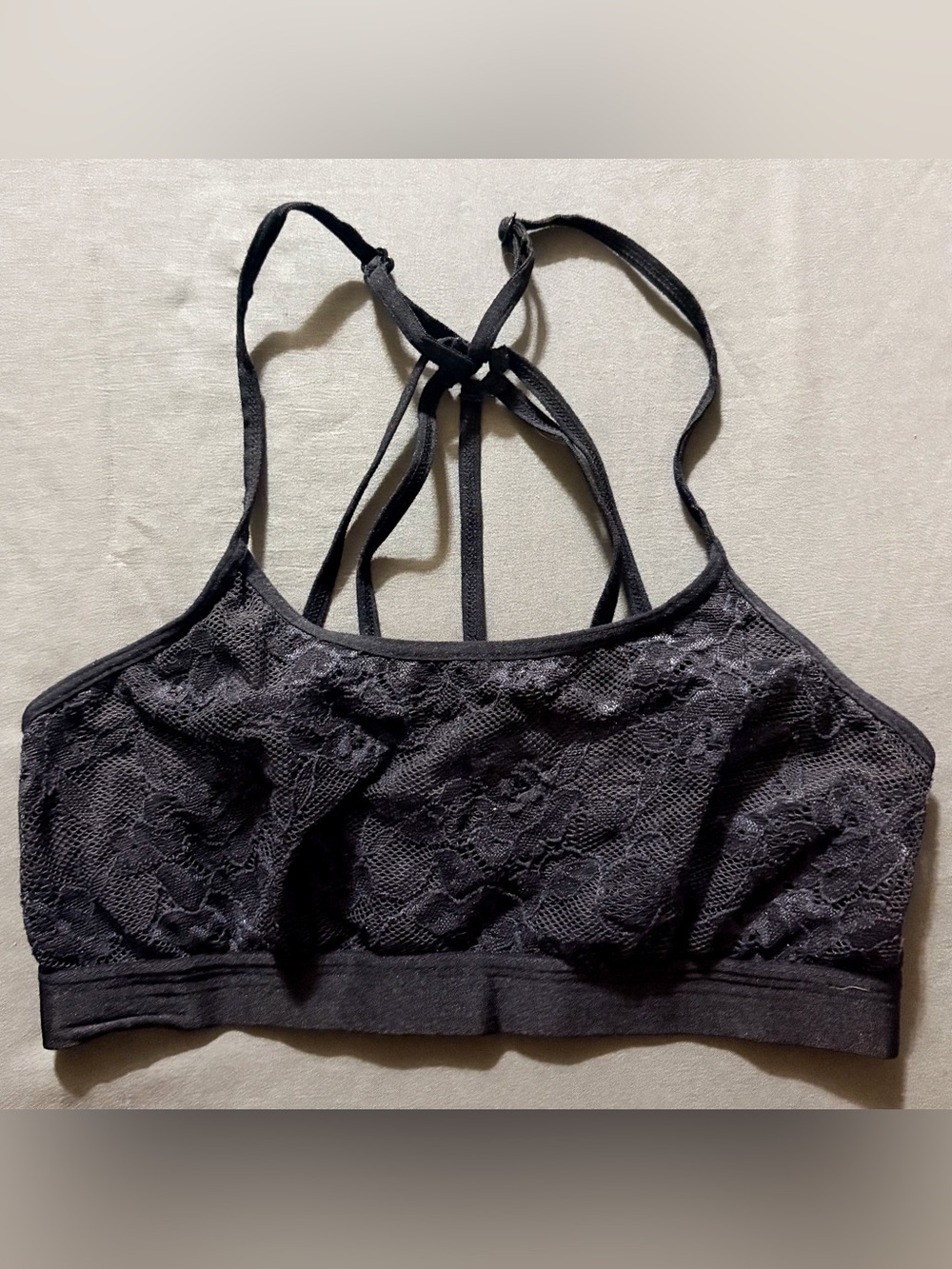 Joe Boxer Black Floral Lace Lined Cross Backed Bralette Intimates Women's Small